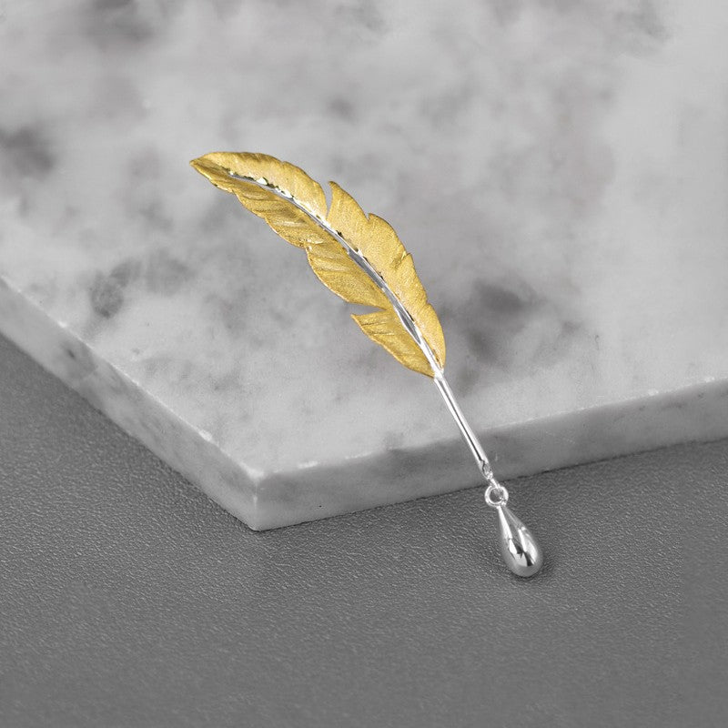 Feather Brooch for Women – Gold & Silver