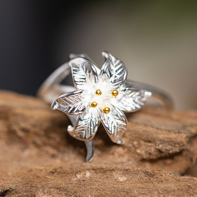 Starflower Bloom Ring – Nature-Inspired Boho Statement Jewelry
