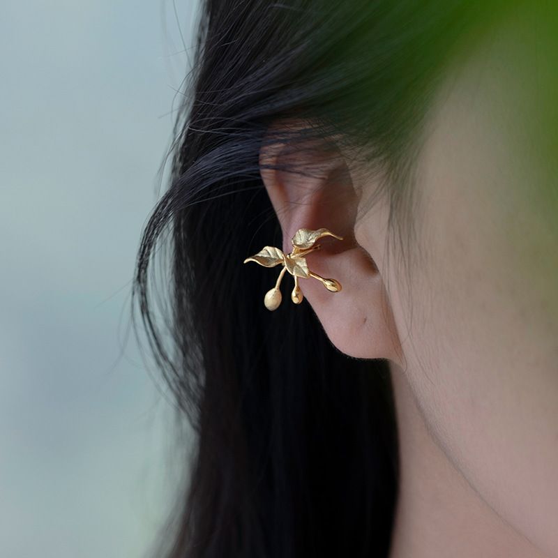 Leaf Drop Earrings Gold Silver Dangle Jewelry