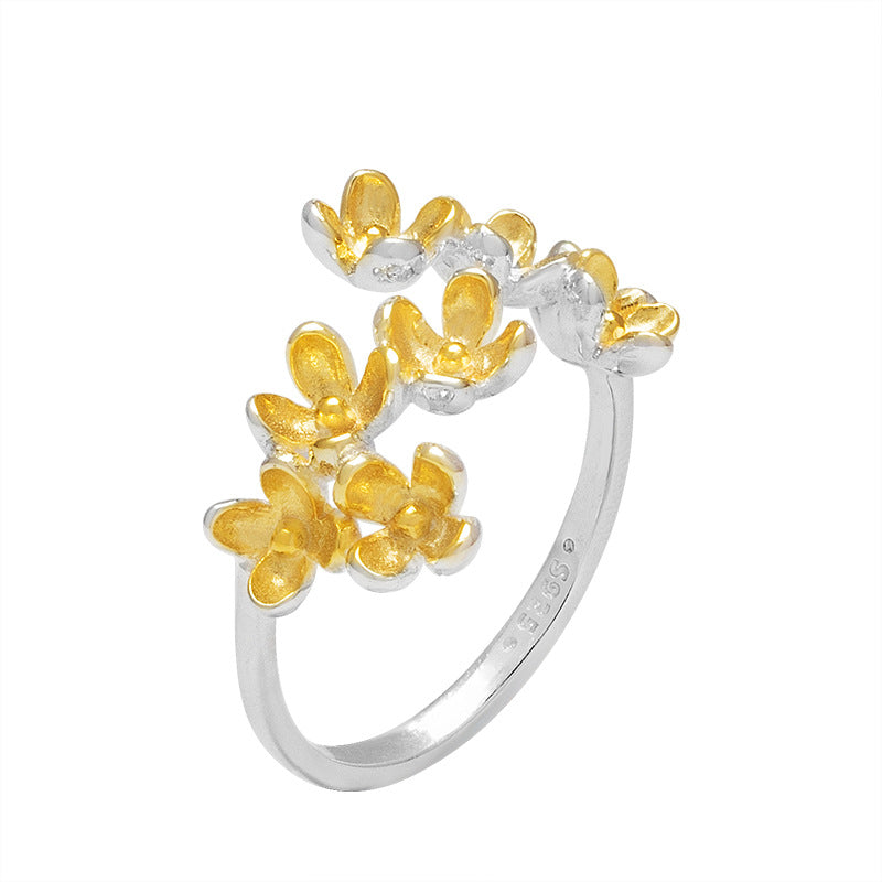 Adjustable Floral Bloom Ring in Gold and Silver Finish