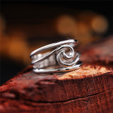 Minimalist Wave Swirl Ring with Open Band Design