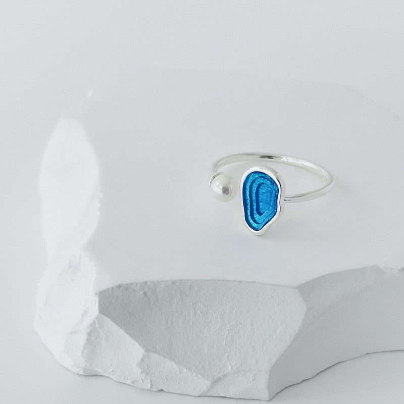 Ocean Agate and Pearl Ring for Intuition and Flow