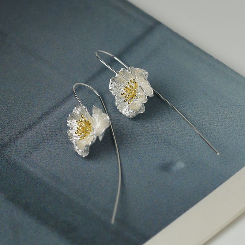 Leaf Drop Earrings Gold Silver Dangle Jewelry