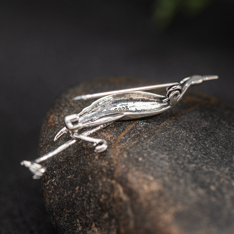 Standing Crane Brooch – Graceful Spirit Animal Bird Pin