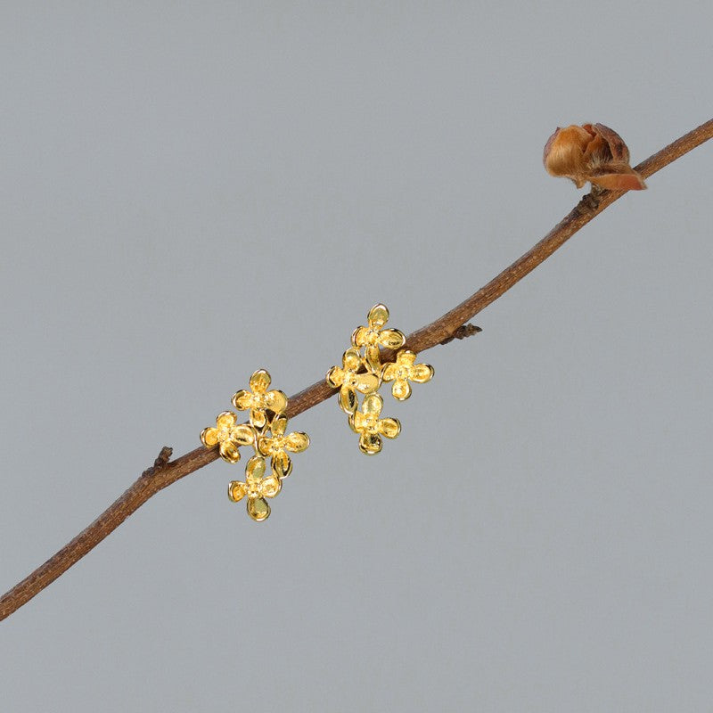 Gold Flower Stud Earrings for Women