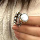 Bohemian Pearl Statement Ring with Natural Elegance and Charm
