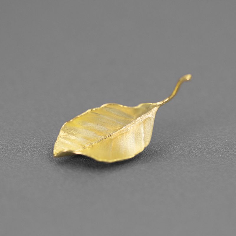 Textured Leaf Brooch Pin in Gold or Silver