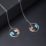 Koi Wave Threader Earrings with Spiritual Flow and Fortune