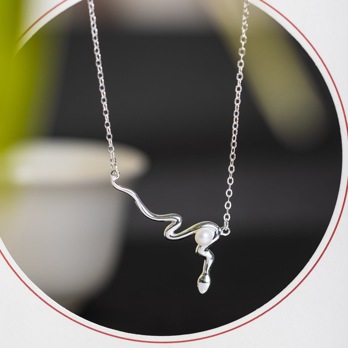 Serpent Pearl Necklace for Intuition, Power and Rebirth