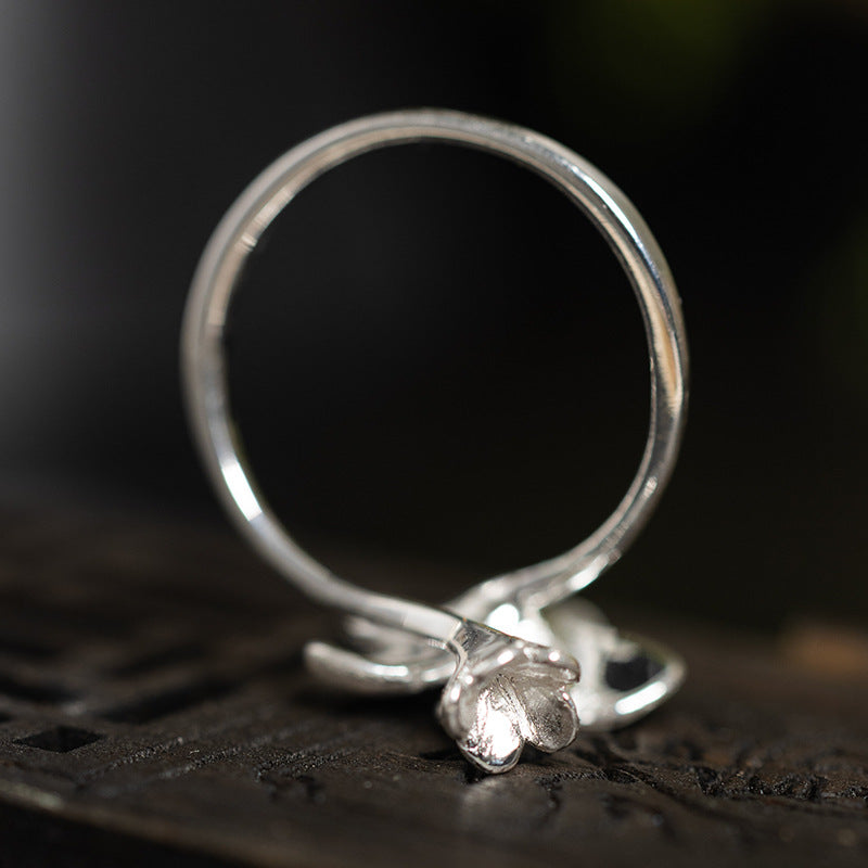 Sterling Silver Flower Ring – Botanical Nature-Inspired Jewelry