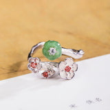 Silver Petal Ring with Golden Stamens for Gentle Energy
