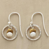 Mystic Circle Earrings with Pearl and Golden Harmony Stone