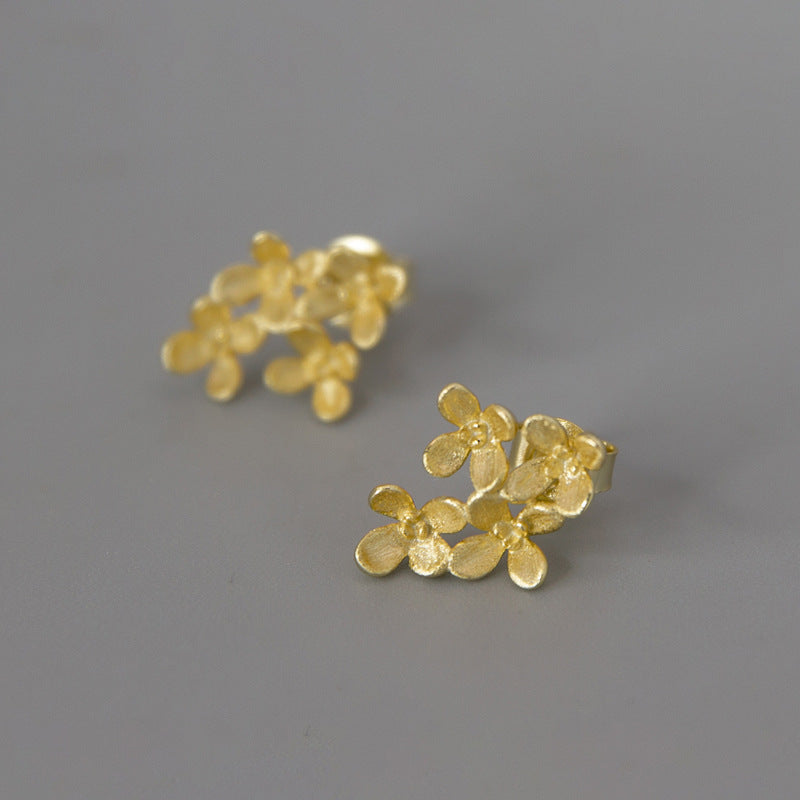 Gold Flower Stud Earrings for Women
