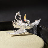 Silver Twin Cranes Brooch of Eternal Grace
