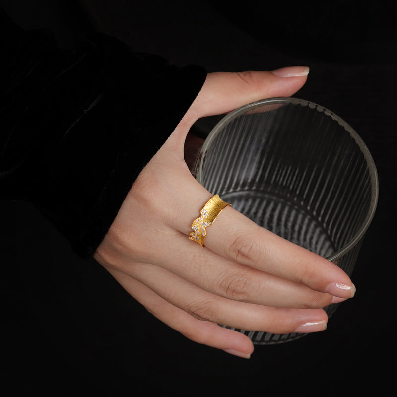 Silver Crystal Ridge Ring for Lunar Strength and Mystery