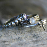Dragonfly Spinner Ring with Amethyst and Moonstone Accents