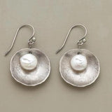 Rustic Round Shell Earrings with Natural White Pearls