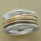 Hammered Spinner Ring in Sterling Silver and Brass