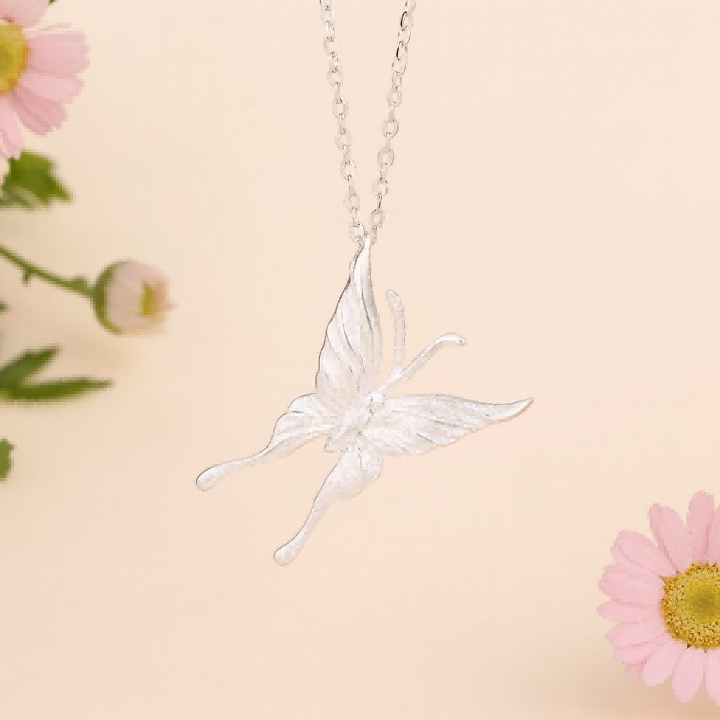 Silver Butterfly Necklace – Rebirth & Spirit Flight
