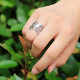 Wide Hammered Gold Ring with Bezel Set Crystals