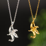 Moonflower Crescent Necklace in Gold and Silver Harmony