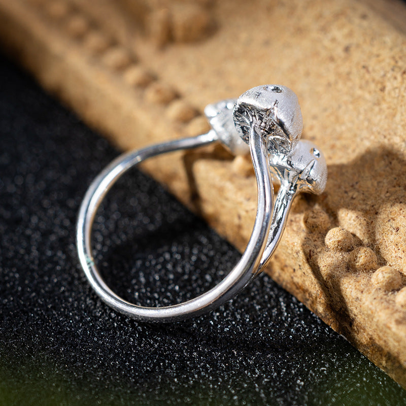 Sterling Silver Mushroom Ring – Whimsical Nature-Inspired Jewelry