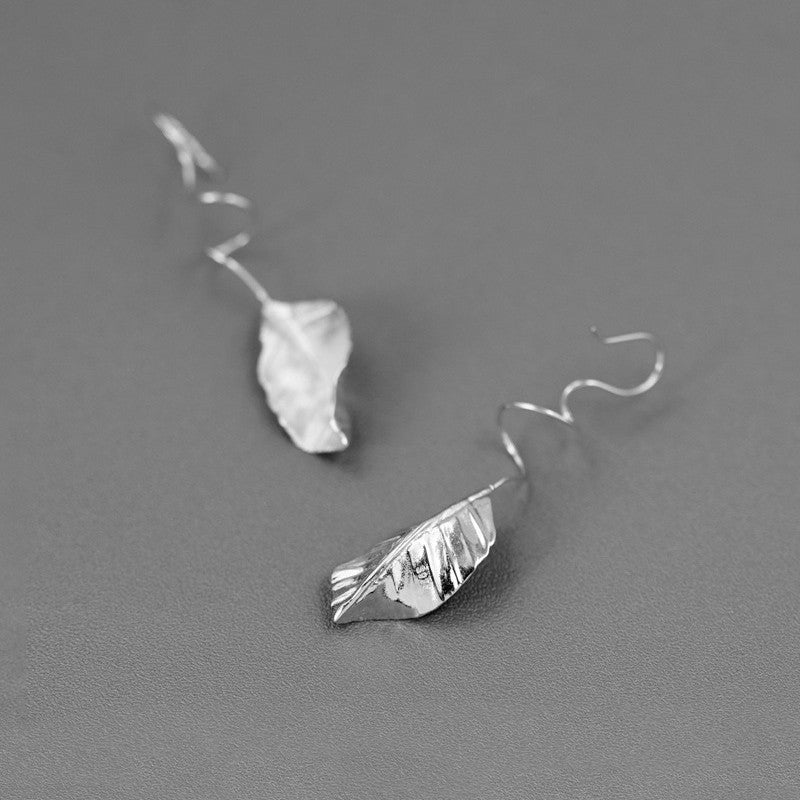 Leaf Drop Earrings Gold Silver Dangle Jewelry