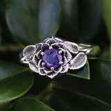 Bohemian Floral Amethyst Ring with Nature Inspired Design