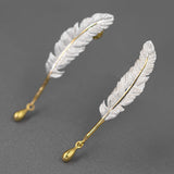 Feather Drop Earrings Gold Silver