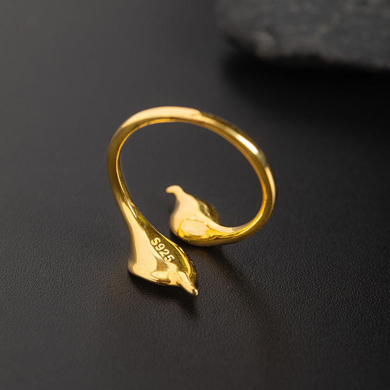 Adjustable Leaf Wrap Ring in Silver or Gold Finish