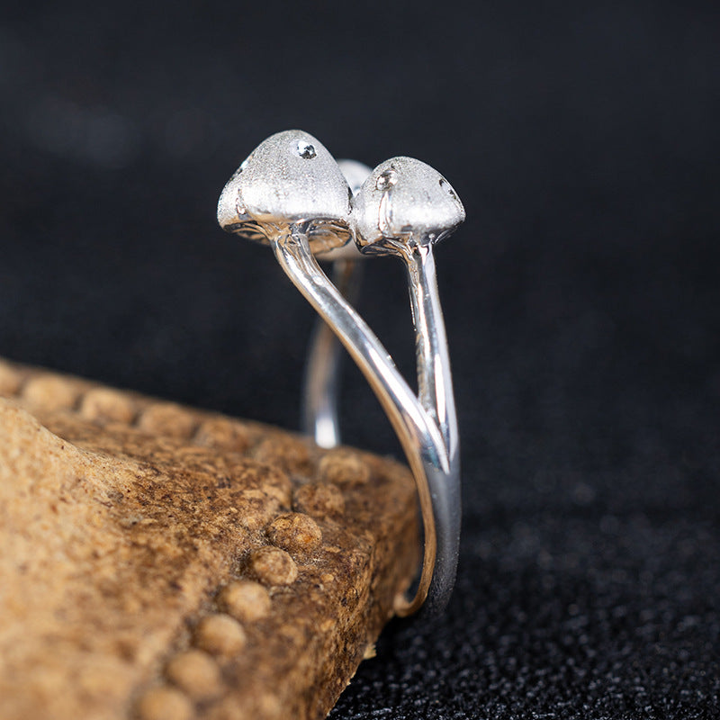 Sterling Silver Mushroom Ring – Whimsical Nature-Inspired Jewelry