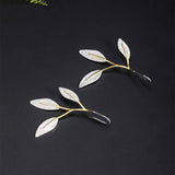 Gold and Silver Leaf Drop Earrings – Nature Branch Design