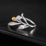Pearl Branch Ring with Golden Gem Fruit