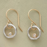Gold and Pearl Circle Earrings with Crystal Center Accent