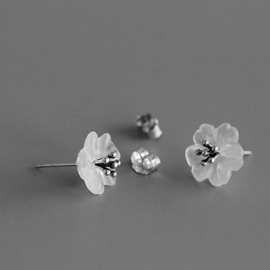 Frosted Plum Blossom Studs for Purity and Inner Strength