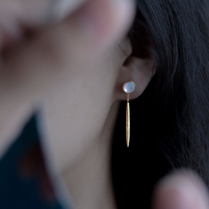 Leaf Drop Earrings Gold Silver Dangle Jewelry