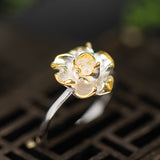 Sacred Bloom Ring – Golden Petal Elegance