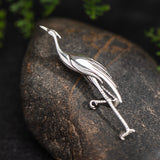 Standing Crane Brooch – Graceful Spirit Animal Bird Pin