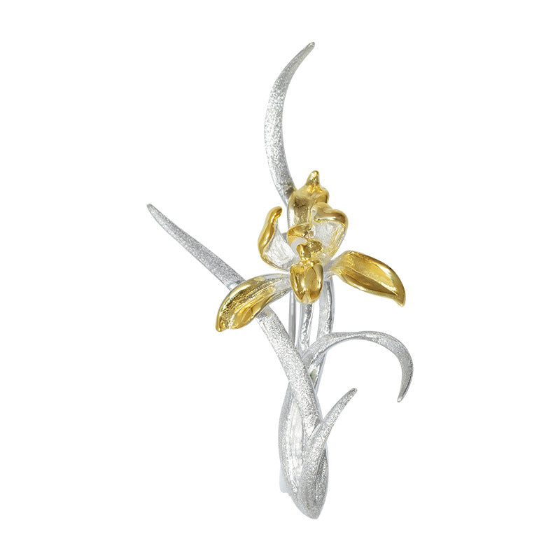 Golden Orchid Brooch for Timeless Feminine Radiance