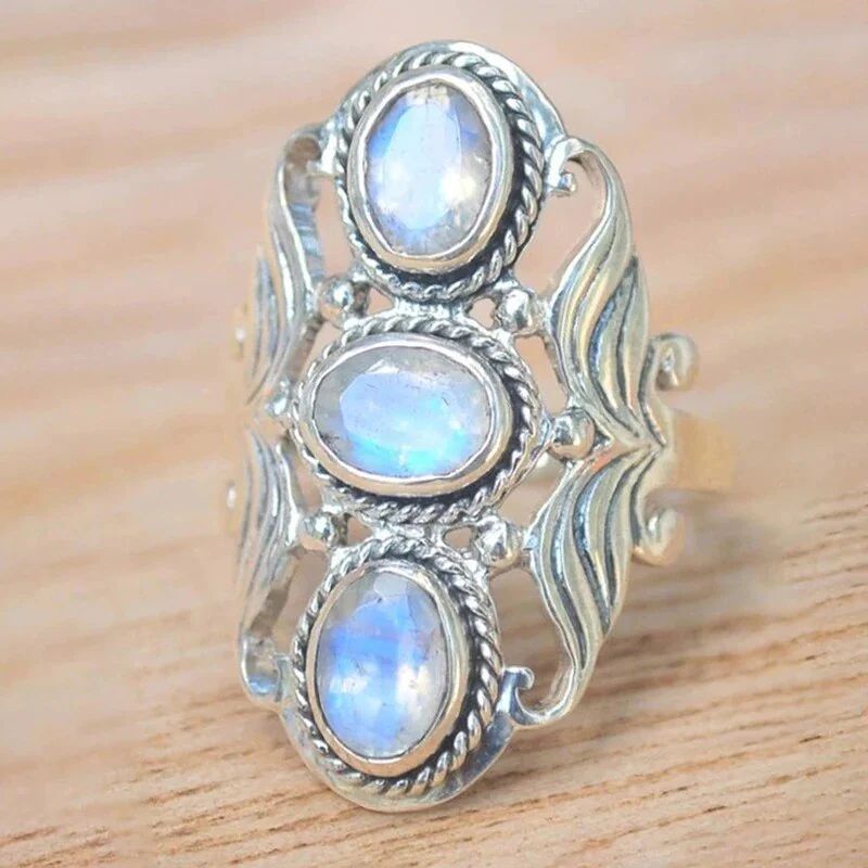 Wide Hammered Gold Ring with Bezel Set Crystals