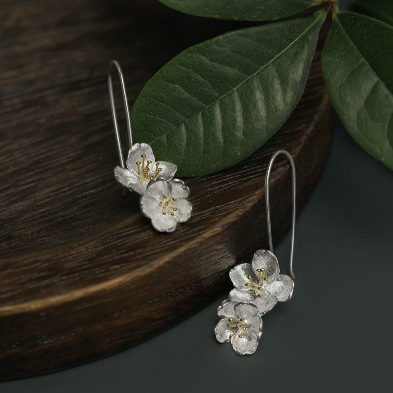 Floral Drop Earrings Gold or Silver