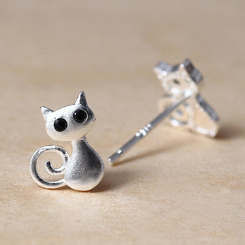 Mystic Black-Eyed Cat Studs for Intuition and Charm