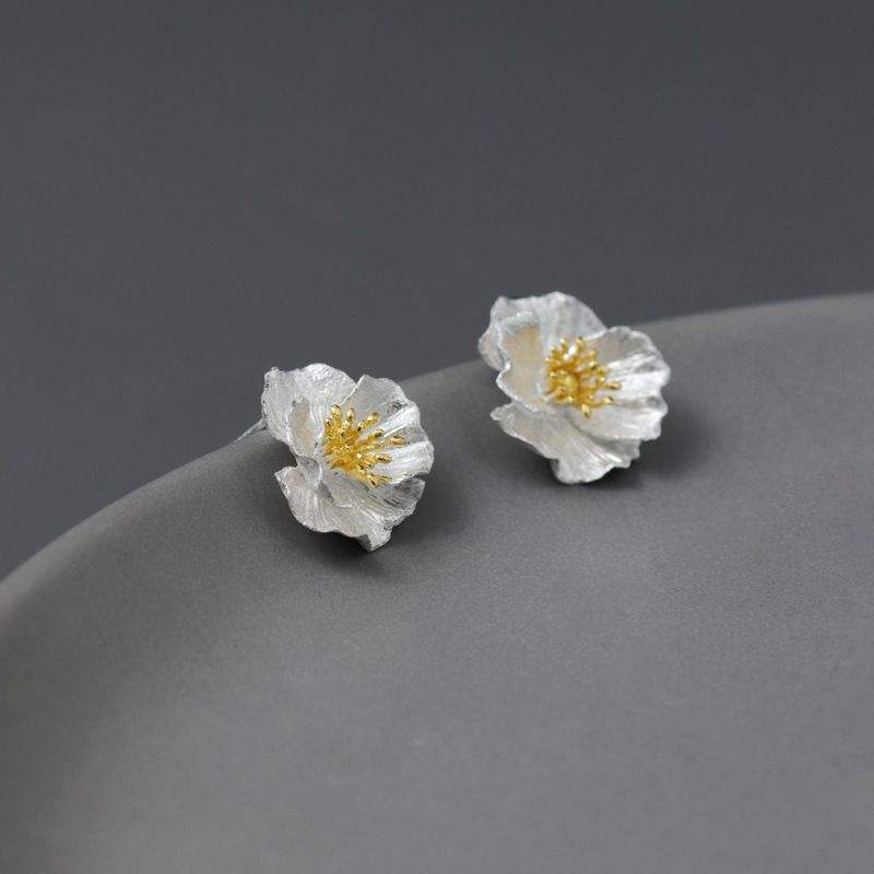 Leaf Drop Earrings Gold Silver Dangle Jewelry