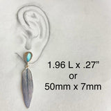 Labradorite Gemstone Long Leaf Earrings Nature Inspired Design