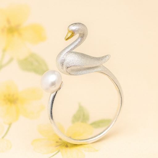 Swan Pearl Ring for Grace, Purity and Feminine Energy