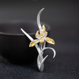 Golden Orchid Brooch for Timeless Feminine Radiance