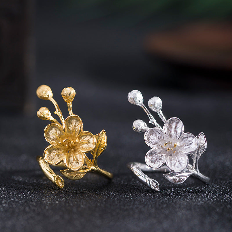Twin Blossom Adjustable Rings in Gold and Silver Tones
