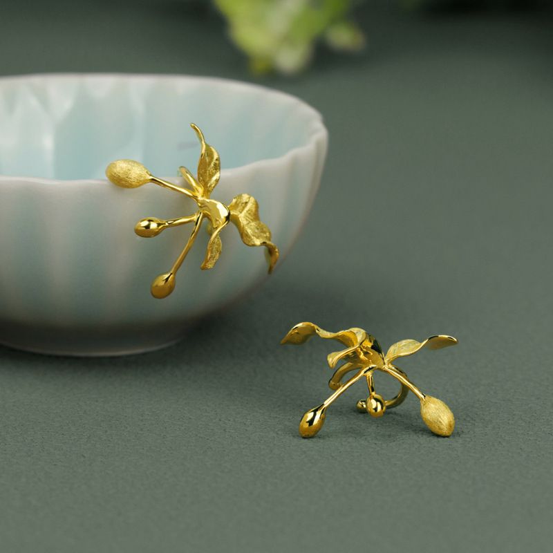Leaf Drop Earrings Gold Silver Dangle Jewelry