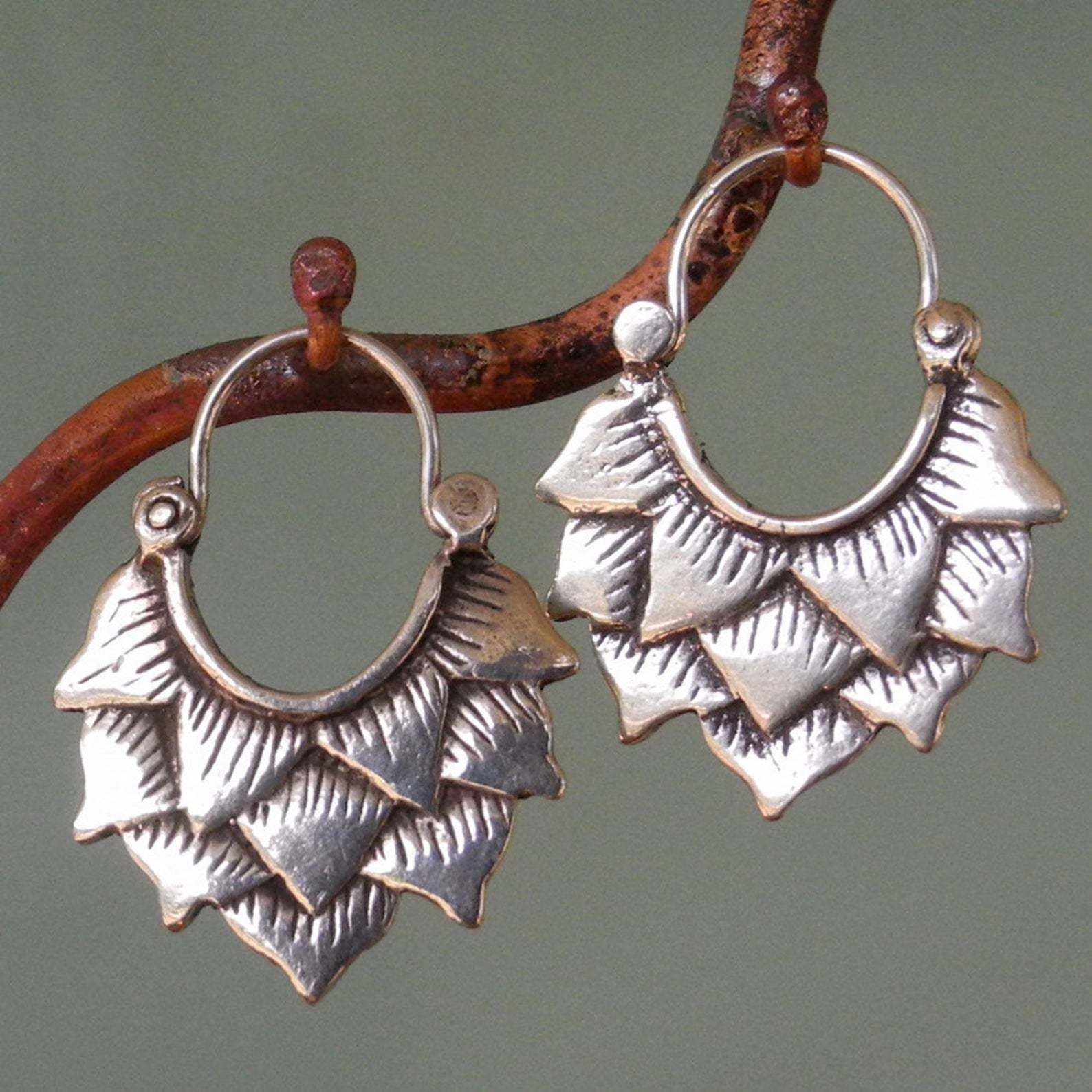 Bohemian Lotus Petal Hoop Earrings with Nature-Inspired Design