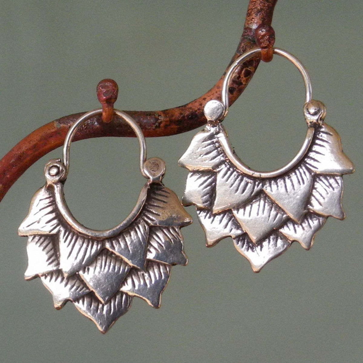 Bohemian Lotus Petal Hoop Earrings with Nature-Inspired Design
